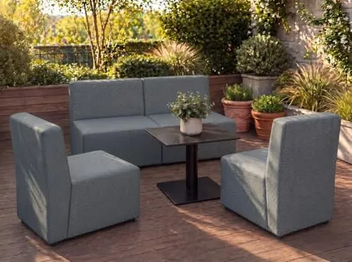 A&J MöbelLand Outdoor Lounge Set Gold – Wetterfestes 2-Sitzer Sofa mit 2 Sesseln in Grau - Stylisches Outdoor Lounge Set GOLD mit 2-Sitzer Sofa und 2 Sesseln, ideal für Balkon und Terrasse. Wetterfestes Material mit Easy-Clean-Technologie für pflegeleichten Genuss im Freien. Hochwertige Verarbeitung für langanhaltenden Komfort.