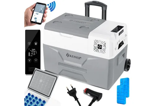 KESSER Kompressor Kühlbox elektrisch - APP-Steuerung, USB-Anschluss, Kühlung bis -20°C für Auto, Lkw, Boot und Camping