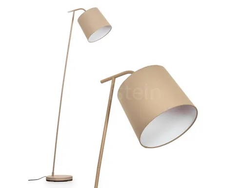 Hofstein Stehlampe aus Metall/Stoff in Beige/Weiß - Elegante Stehlampe für Innenräume, ideal für Esszimmer und Wohnzimmer. Mit rundem Schirm (25 cm) und praktischem Fußschalter, bietet stilvolle Beleuchtung im modernen Industrial-Design.
