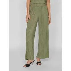 Vila Hose in Khaki - S - Stoffhosen mit recyceltem Polyester, elastischem Bund und lockerem Schnitt für einen bequemen, plissierten Look.