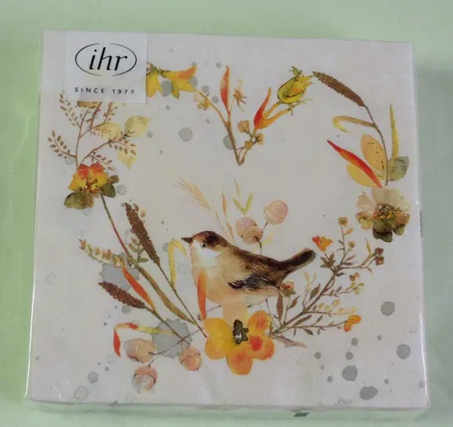 Servietten Vogel Natur Herz 1 Packung  Motivservietten Vögel 20