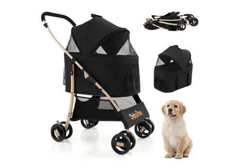 KOMFOTTEU Hundebuggy, 3 in 1 Hundewagen mit abnehmbarem Träger