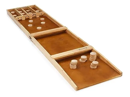 Gamesson Unisex-Tischspiel, holländisches Shuffle, Braun, 200 cm - Gesellschaftsspiel für 2 Spieler oder Teams, fördert Geschwindigkeit und Beweglichkeit, aus hochwertigem Gummibaumholz und Sperrholz, inklusive Anleitung für sofortigen Spielspaß.