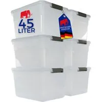 PROREGAL Aufbewahrungsbox mit Deckel 45L im 6er Set - Aufbewahrungsbehälter mit Deckel, 45L pro Box, stapelbar und mit Rollen für einfachen Transport – ideal für Ordnung in Haushalt, Büro oder Keller.
