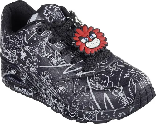 Skechers Adult Damen Sneaker Gr. 36 - Stylische Damen Sneaker aus der Skechers x Vexx Kollektion mit einzigartigen Kritzeleien, ausgestattet mit luftgekühlter Memory-Schaum Einlegesohle für optimalen Komfort.