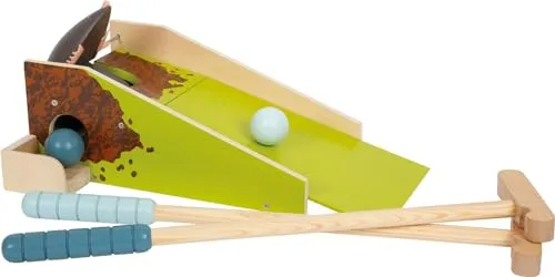 Small Foot Minigolf-Set Maulwurf aus Holz - Gartenspielzeug für Kinder ab 3 Jahren, mit „Schnapp“-Mechanismus für einfaches Spielen und Aufbewahrung der Bälle in der Box. Ideal für drinnen und draußen!