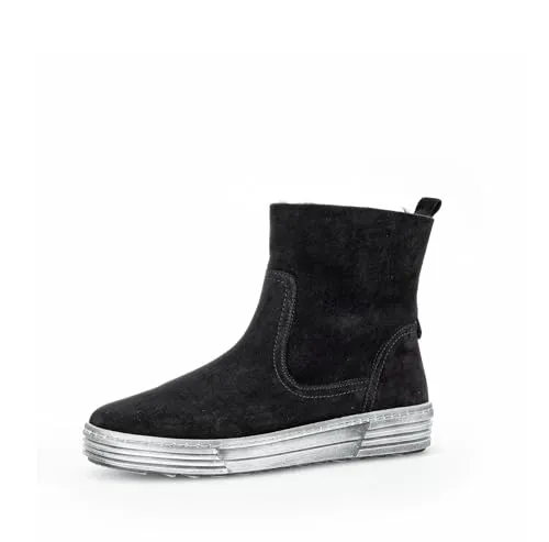 Gabor Damen Combat Boots, Frauen Stiefeletten,Lammfell,Winterstiefel,Winterschuhe,gefüttert,Stiefel,Bootee,Booties,schwarz,39 EU / 6 UK