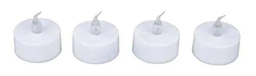 Rayher LED-Teelichter, batteriebetrieben, 3,8 cm ø, weiß, inklusiv Batterie, 4 Stück, 69258102