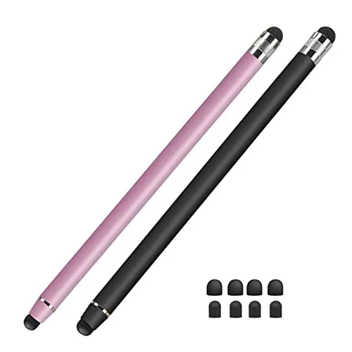 Lamkrtlp Tablet Stift, 2 Pack Touchscreen Stift 2 in 1 Gummi Stylus Touch Pen für iPhone iPad Pro Mini Samsung Galaxy Surface Huawei Lenovo usw (Schwarz+Roségold)