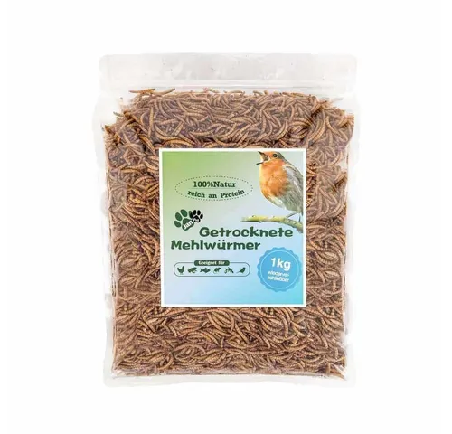 Blumixx Getrocknete Mehlwürmer, Trockenfutter für: Vogel, Reptilien, Fische, Wildvogel, Nager, Igel