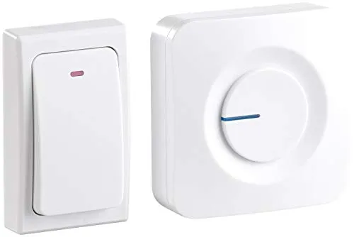 CASAcontrol Kinetische Türklingel: Batterielose Funk-Türklingel mit Steckdosen-Empfänger, 36 Töne, IP44 (Funkklingel ohne Batterie, Haustürglocke, Akustischer Signalgeber)