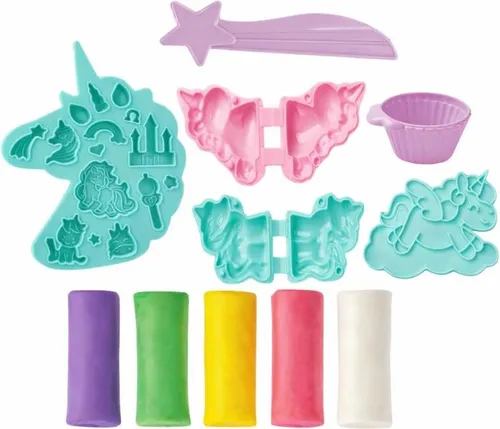 LEAN Toys 28783 Kreativset „Einhorn“ – Modelliermasse, Ausstechformen und Zubehör