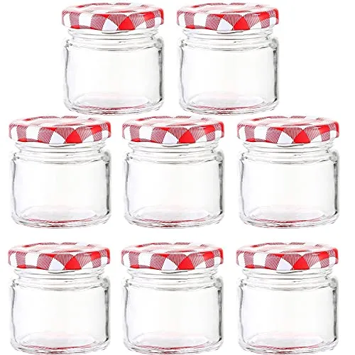 CTForest 8 Stück Marmeladengläser, Honigglas, Transparentes Marmeladenglas, Geeignet für Bonbons, Marmeladen, Obstkonserven(100ML)