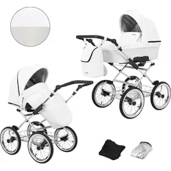 Kunert Romantic 2in1 Kinderwagen in Weiß mit AIR Wheels und grauem Rahmen