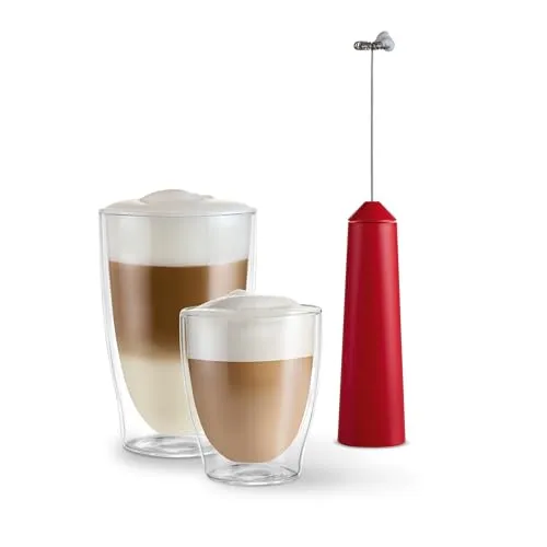 Tchibo Hand-Milchaufschäumer - Akku betrieben und wiederaufladbar - Batteriebetriebene Milchaufschäumer für cremigen und festen Milchschaum, ideal für Latte Macchiato und Cappuccino, inkl. spülmaschinengeeignetem Edelstahlquirl.