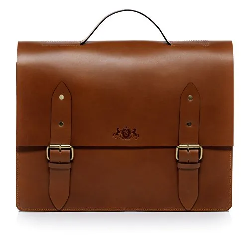 SID & VAIN große Aktentasche Fahrradtasche Kombi 2in1 aus echtem Leder - Fahrradtaschen mit innovativem Klick-Fix für den Gepäckträger, perfekt für Laptop und Akten, nachhaltig und langlebig aus hochwertigem Sattelleder.