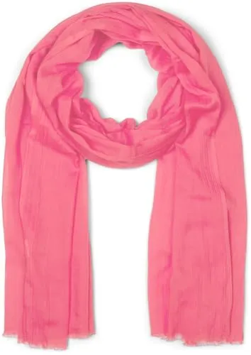 styleBREAKER Damen Schal Leicht & Transparent mit kurzen Fransen | Einfarbiges Halstuch für Frühling und Sommer | Weiches großes Schultertuch 188 x 100 cm, Farbe:Koralle