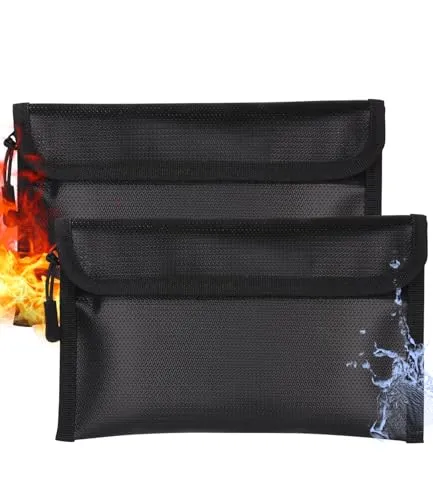 Stück Feuerfeste Tasche, Feuerfeste Dokumententasche 20.5 x 12 cm | Feuersichere Wasserdichte Tasche Hülle Beutel Behälter, Feuerfeste Geldtasche, für Wertsachen Passport Dokumente Geld 2