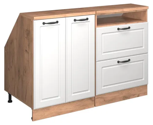 Vicco Unterschrank R-Line, Weiß Landhaus / Goldkraft Eiche, 120 cm 2er Set