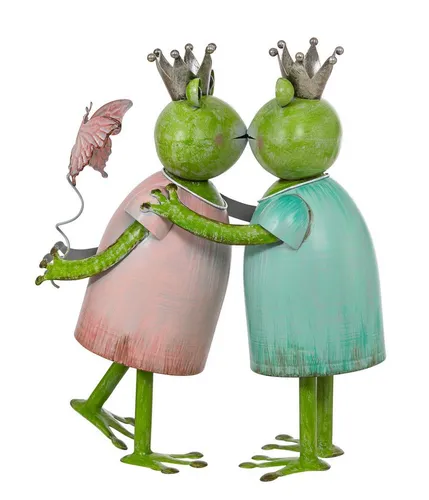 Dehner Metall-Froschpaar - Fröhliche Gartenfigur - Gartenfiguren & Skulpturen, witterungsbeständig und ideal für romantische Akzente im Außenbereich
