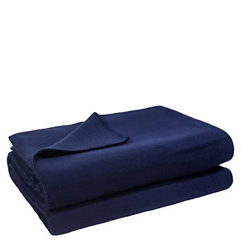 Soft-Fleece-Decke – Polarfleece-Decke mit Häkelstich – flauschige Kuscheldecke – 220x240 cm – 595 dark marina - von ’zoeppritz since 1828’
