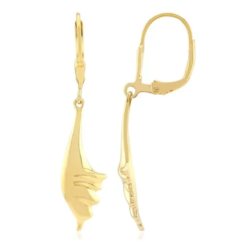 Cavill Silberohrringe 925 Sterling Silber vergoldet, modernes Design mit geschwungener Blattform, 39 mm lang, glänzend, leichter Hakenverschluss, stilvoll für Alltag und Anlässe