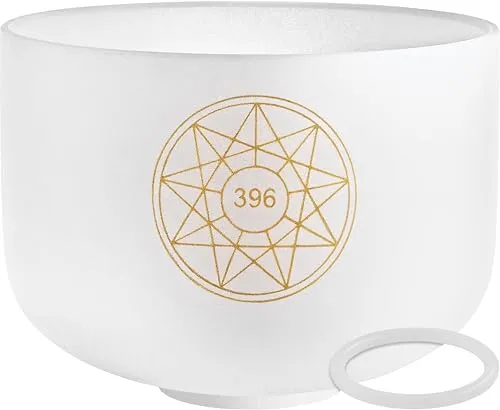 Sonic Energy 10 Zoll Solfeggio Kristallklangschale – Ut 396 Hz, Ton G4 – Für Meditation, Yoga, Klangheilung – Inkl. Silikonring (SOLCSB10-396)