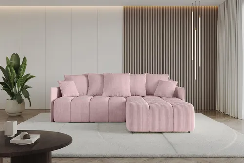 ALTDECOR Ecksofa LONLI-L mit Schlaffunktion und Bettkasten in pink von ALTDECOR