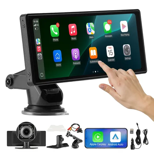 VEVOR Autoradio CarPlay Touchscreen 254mm mit Front- und Rückkamera - Autoradio mit 10 Zoll Touchscreen, unterstützt Apple CarPlay und Android, perfekt für sicheres Fahren mit Rückfahrkamera.