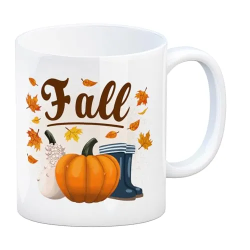 speecheese Fall Jahreszeit Herbst Kaffeebecher mit Kürbis und Laub schöne Kaffeetasse mit herbstlichem Motiv als Geschenk für Menschen die die kalten Jahreszeiten bevorzugen