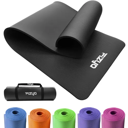 Fizyo Yogamatte Gymnastikmatte Fitnessmatte Trainingsmatte – Isomatte rutschfest, NBR-Schaum, für Yoga, Fitness & Entspannung, 183x61x1 cm (Schwarz)