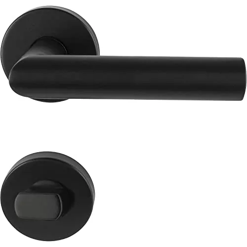 MARCHESI Drückergarnitur GEHRUNG WC, schwarz Edelstahl - Türsicherungen: Moderne Drückergarnitur aus langlebigem, matt gebürstetem Edelstahl, ideal für zeitgemäße Türen und einfache Montage.