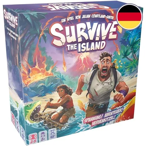 Zygomatic Survive The Island - Familienspiel für 2-5 Spieler, strategischer Spielspaß ab 8 Jahren, 45 Minuten, spannende Flucht von der versinkenden Insel
