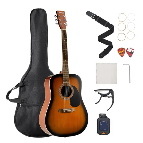 VEVOR Dreadnought Akustik Gitarre 1041,4 mm Anfängerpaket Erwachsene Sunburst