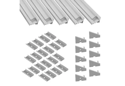 tktrading24 LED-Stripe-Profil 5x A20 LED Profil 2m - Silber inkl. Abdeckung, Halter & Endkappen