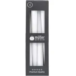Müller Kerzen Spitzkerzen, weiß 2022502582 , 1 Packung = 4 Stück, (Ø x H): 22 x 245 mm