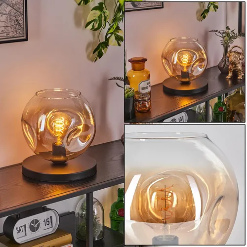 Villamare Tischlampe aus Metall/Glas in Schwarz/Bernstein/Klar