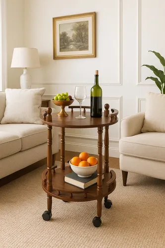 Beistelltisch / Servierwagen 3014, nussbaumfarben mit Rollen