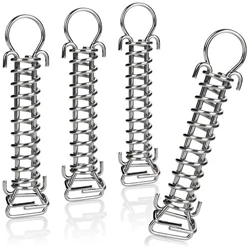 COM-FOUR® 4x Spannfeder aus Edelstahl mit Doppelhaken, Sprungfeder für Zelt | Markise