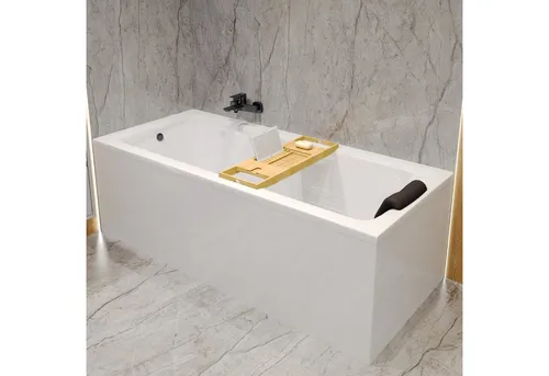 KOLMAN Badewanne TALIA 130x70 mit Acrylschürze, Bambus Ablage & Kopfstütze - Erleben Sie mit der KOLMAN Badewanne TALIA ein luxuriöses Badeerlebnis. Die pflegeleichte Acryloberfläche und die elegante Bambus Ablage machen Ihr Bad zum Entspannungsort. Inklusive rutschfester Kopfstütze für optimalen Komfort.