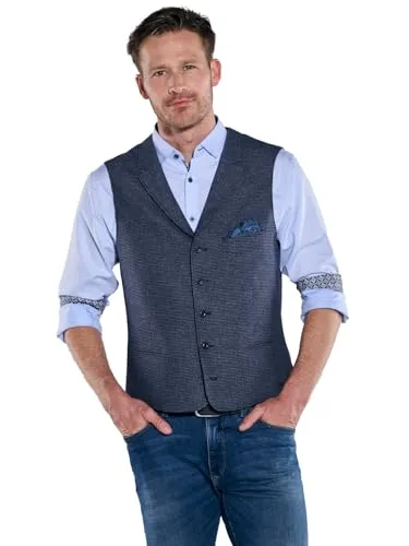engbers Herren Sakko-Weste strukturiert in Saphirblau, Größe 50 - Stilvolle Weste mit Revers, zwei Pattentaschen und Brusttasche. Dezente Struktur und verstellbare Riemen hinten für perfekten Sitz. Ideal für elegante Anlässe oder den Alltag.