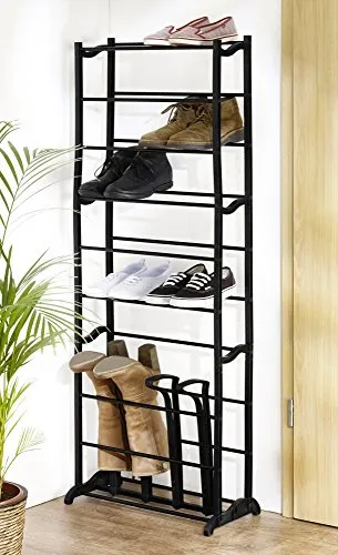 handelgross Schuhregal Stiefelständer Schuhständer Schuhablage 50x16x140 cm schwarz