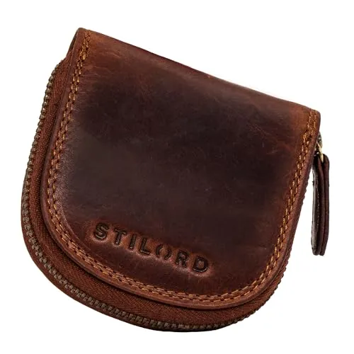 STILORD 'Cash' Vintage Münzbörse aus Leder in braun von STILORD