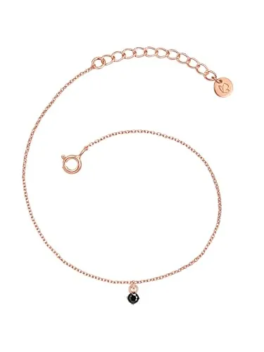 GLANZSTÜCKE MÜNCHEN Damen Armband aus 925/- Sterling Silber - Armbänder für Damen, rosévergoldet mit schwarzem Spinell, verstellbar für optimalen Tragekomfort und ideal für jeden Anlass.