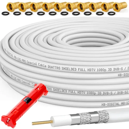 Antennenkabel SAT Kabel 4 fach 135dB DIGITAL Koax Koaxialkabel FULL HDTV 4K 25m