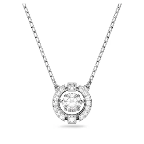 Swarovski Una Halskette, Rund, Weiss, Rhodiniert - Elegante Damenkette - Ketten für Damen: Rhodinierte Halskette mit funkelndem weißen Kristallanhänger aus der Sparkling Dance Kollektion, ideal als Geschenk für besondere Anlässe.