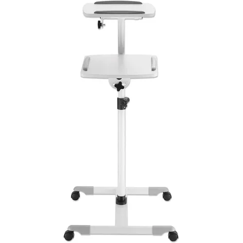 MANHATTAN Projektionstisch auf Rollen für Notebook und Beamer - Beamer-Halterungen mit zwei Ablagen, neigbar und schwenkbar für optimale Sichtbarkeit, ideal für Präsentationen und Meetings.