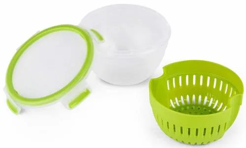 Emsa Clip & Go Fruit Bowl 1.1l Kunststoff mit Deckel, wasserdicht, spülmaschinenfest Transparent, Grün 600577
