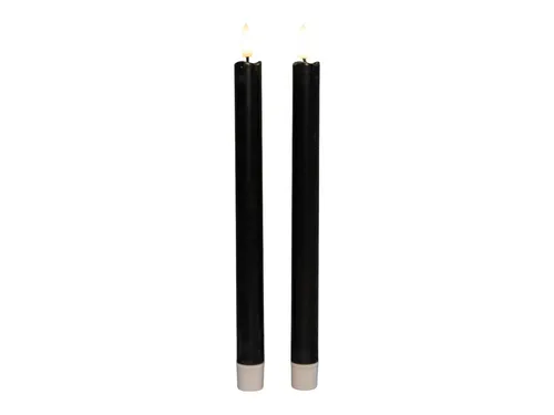 Coen Bakker Deco BV LED-Kerze Diner Candles (Set), Stabkerzen 2 St. schwarz 6/18h Timer 3D Flamme 26cm