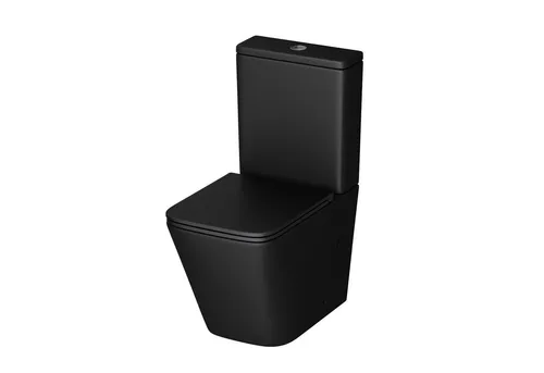 doporro Stand-WC S112T schwarz matt mit Softclose - Spülrandlose Stand-Toilette aus Keramik mit Powerflush-Technologie für gründliche Reinigung. Inkl. Softclose Absenkautomatik, Farbe: schwarz matt, BxTxH: 36x63x82cm.